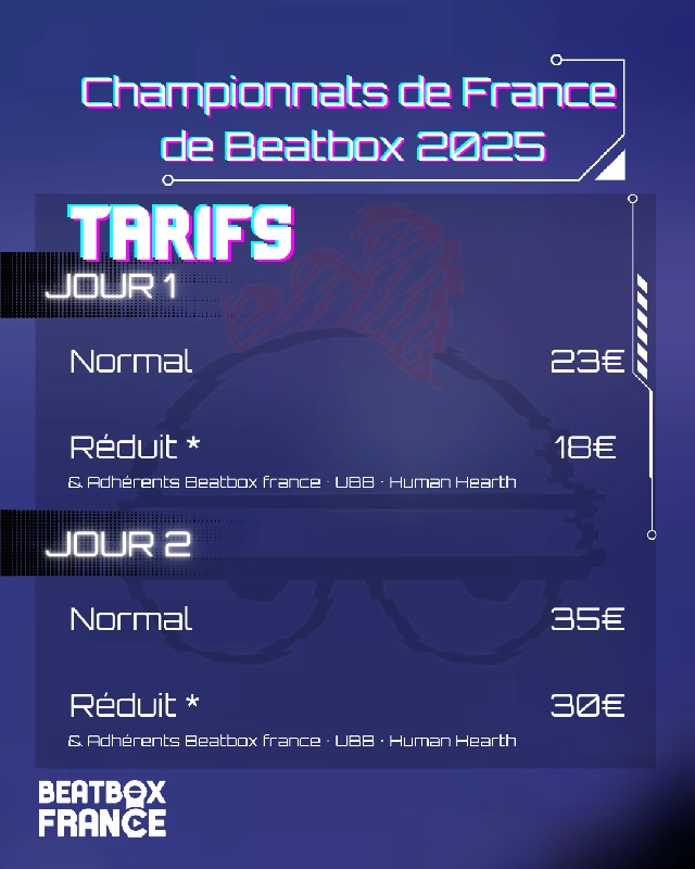 Billetterie du championnat de France de Human Beatbox 2025 - Partie 2 sur 3